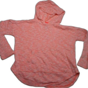 Old Navy Girls Hooded Pullover Sweater Kangaroo Pocket Sz 10/12 Neon Orange